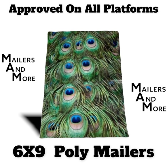 50 6X9 Peacock Eyes Flat Poly Mailers PRICE FIRM - Picture 2 of 3